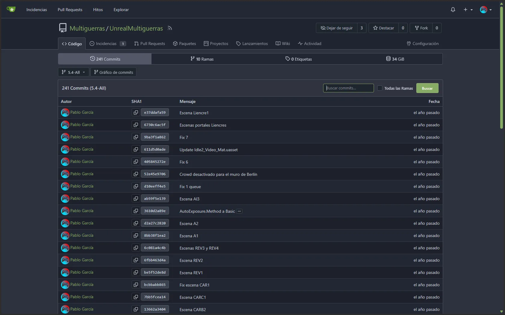 Historial Repo principal Unreal